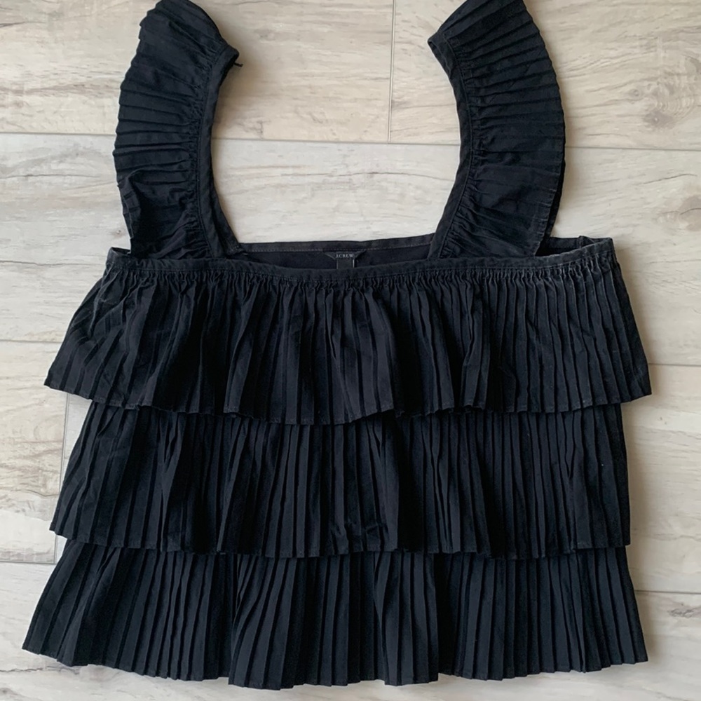 J Crew S black tier pleated tank